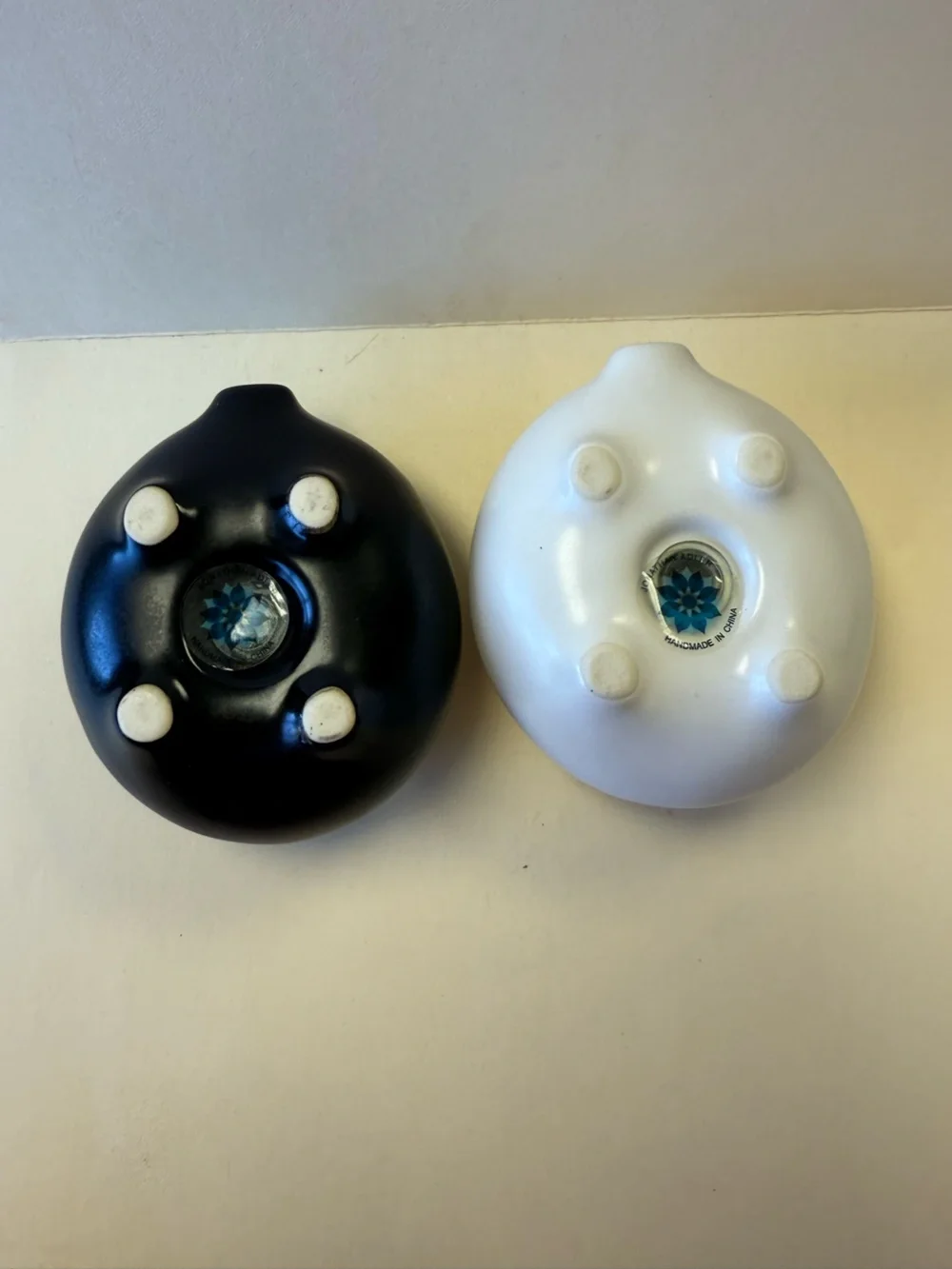 Vintage 90’s Jonathan Adler Black & White Ceramic Pig Shaker Pair.